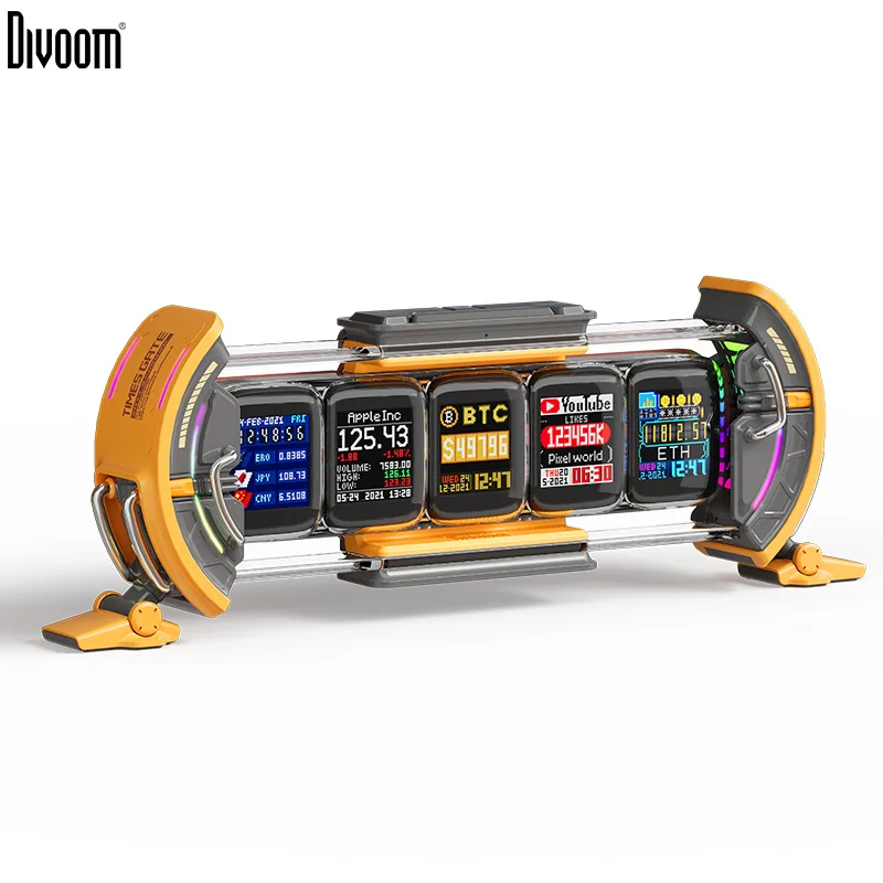 Divoom Times Gate ゲームルームセットアップデジタル時計、スマート APP コントロール、WiFi 接続、RGB LED ディスプレイ、オフィス装飾サイバーパンク