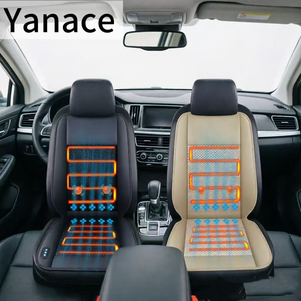 Yanace 3-in-1 カーシートクッション 加熱冷却マッサージで究極の快適さを実現 通気性のある加熱シートカバーでドライブをアップグレード