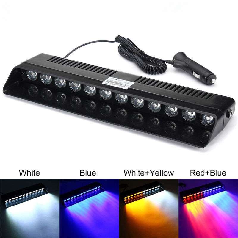 車のストロボ点滅ライトランプ 12LED 赤/青/アンバー/黄/白警察 Led フラッシャー緊急警告灯車 12V 12 ワット