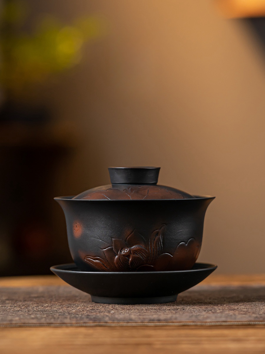 Jianshui 粘土紫色の陶器 Gaiwan セラミック手作り家庭用カンフーティーセット茶ボウルティーカップティーメーカー茶道