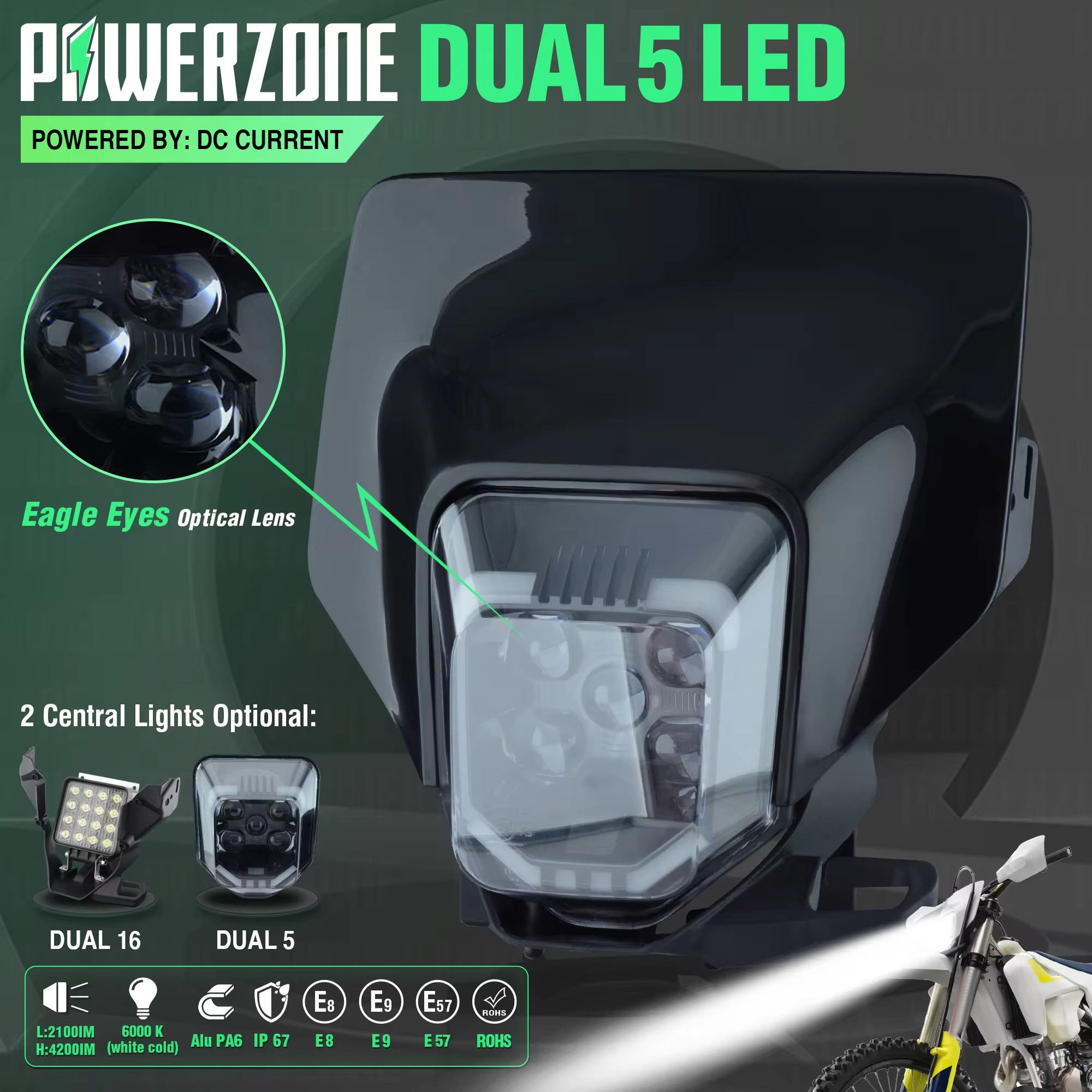 POWERZONE オートバイ新 2021 ヘッドライトヘッドランプヘッドランプライトハスクバーナ FE250 FE350 FE450 2020 2021 2022 ヘッドライト