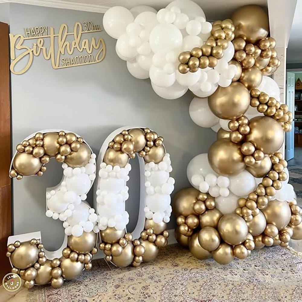 メタリックゴールドホワイトバルーンガーランド 30 歳の誕生日パーティーの装飾バルーンアーチキット結婚式卒業記念装飾グロボス