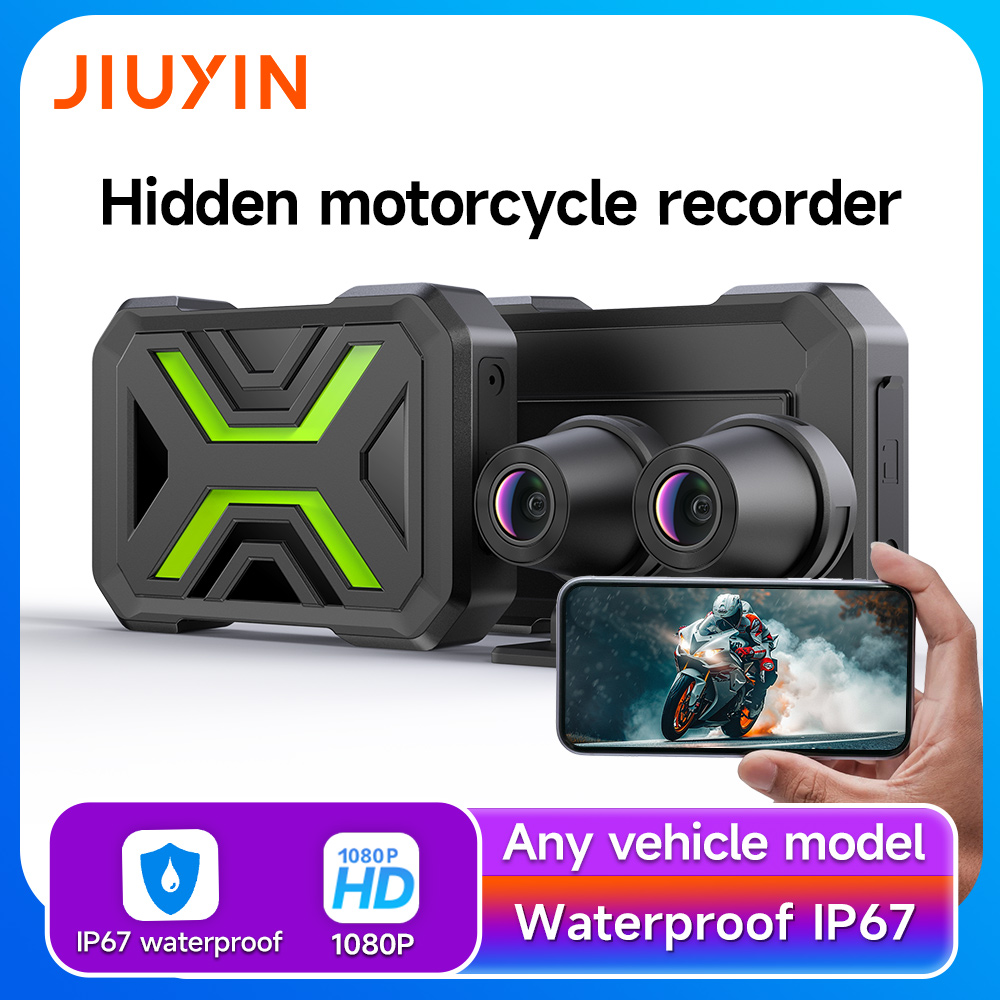 JIUYIN デュアルオートバイ DVR WiFi スマートコネクト 1080P アクションカメラレコーダーフロント