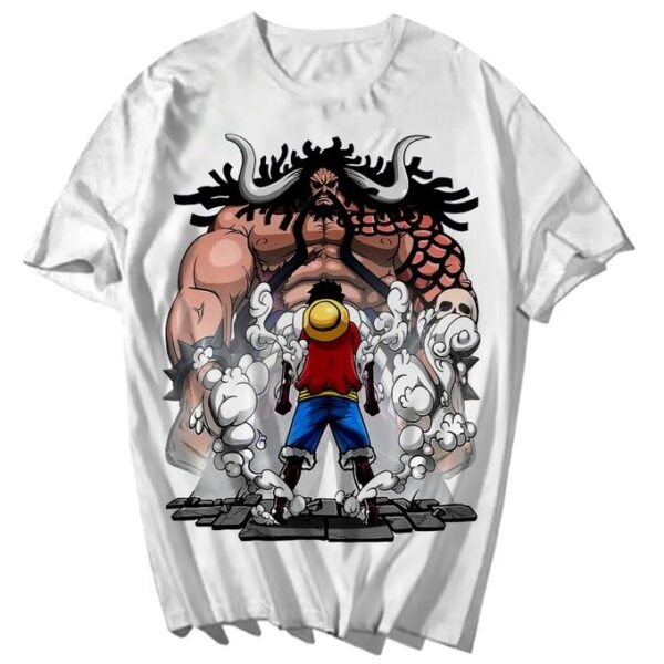 2026年夏 ワンピース ルフィVSカイドウ「Battle of The Kingdoms of Peace」テーマ 綿100％ プリント ルーズTシャツ 男女兼用