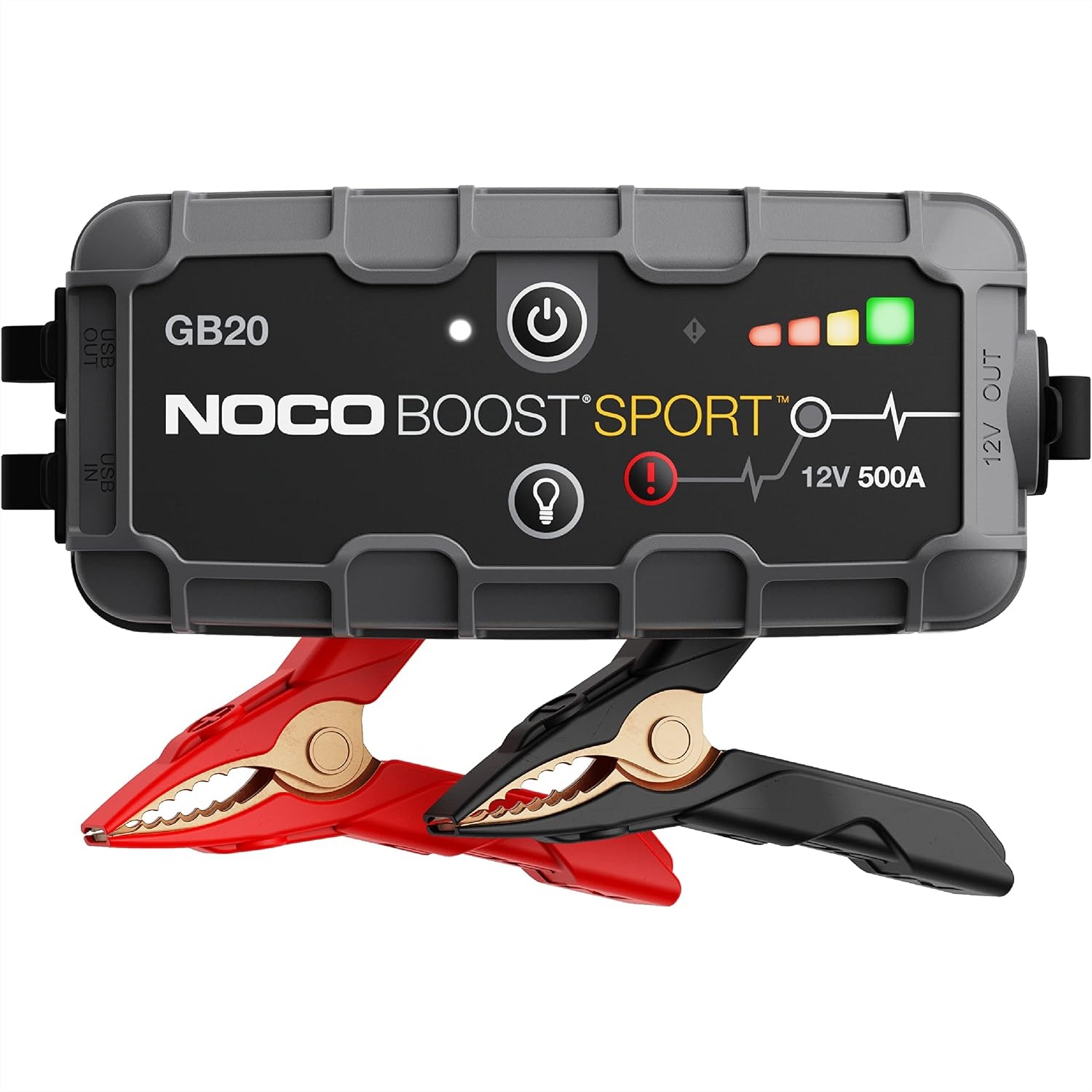 NOCO Boost GB20: 4.0L ガスエンジン用 500A ジャンプスターター、LED 懐中電灯付きポータブルパワーバンク
