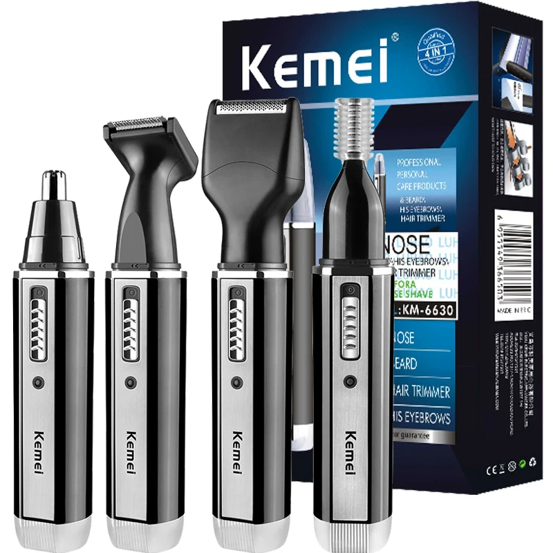 KEMEI 6630 4in1 充電式鼻トリマーひげトリマー耳眉毛鼻毛トリマー鼻耳脱毛クリーンマシン