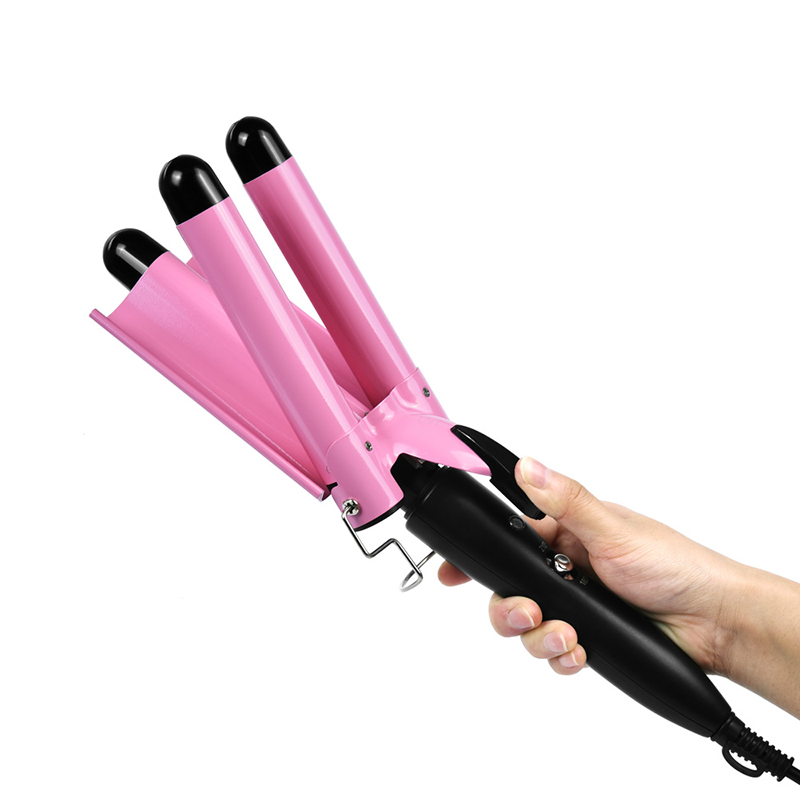 熱い販売 3 チューブカーリングスティックエッグロールふわふわ薄型カーリングスティックウェイバーヘアカーラー 3 バレルヘアカーラー