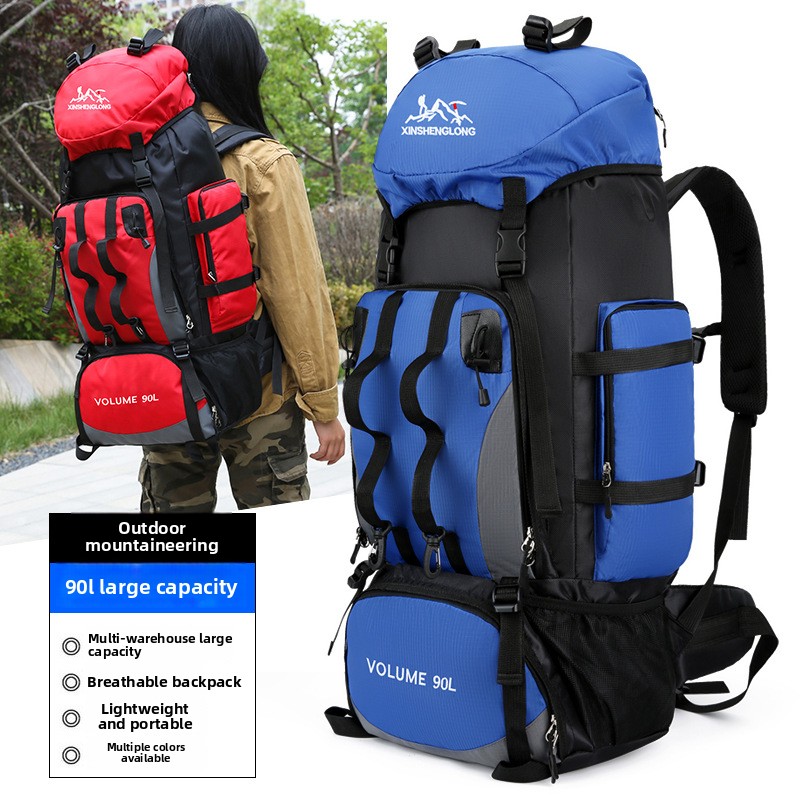 90L Large Capacity Hiking Backpack Waterproof Lightweight Unisex Travel Rucksack For Outdoor Camping Trekking Trekking Rucksack