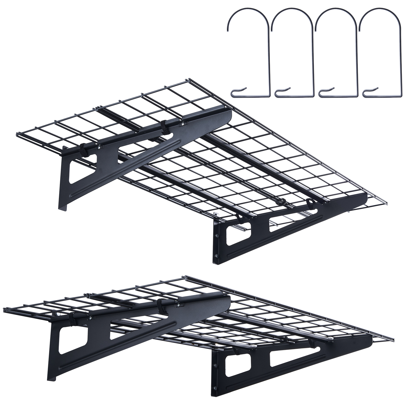 SucceBuy 2 Layers Hand Power Tool Organizer Rack Garage Storage Shelving Wall Mounted Workshop Tool Shelf Heavy Duty Holder