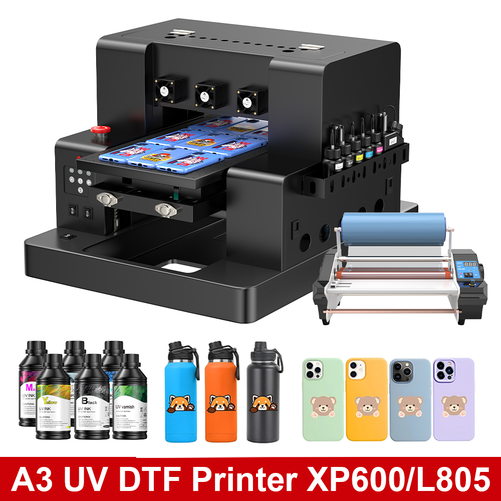 A3 UV フラットベッドプリンタ Epson L805 XP600 ロータリー UV プリンタボトル電話ケース UV DTF AB フィルムステッカー印刷機