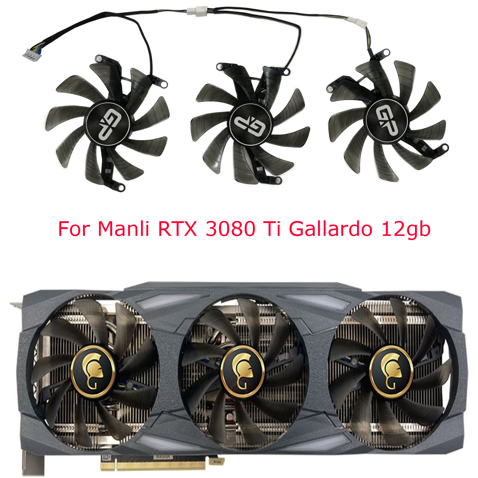 PNY MANLI RTX 3070ti RTX3080 RTX3080ti RTX3090 GALLARDRO LHR用ビデオカードファングラフィックカードクーラー、3個セット、TH9215S2H-PAA01
