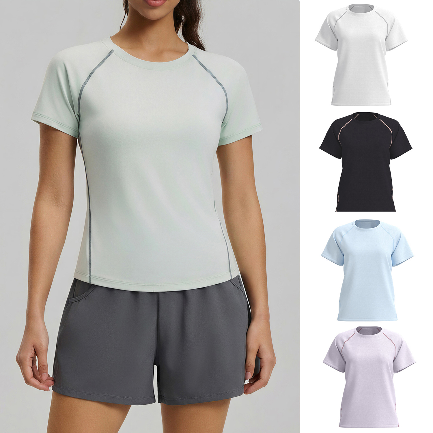 女性用 ヨガ Tシャツ 半袖 トップ ラウンドネック ルーズフィット フィットネス 多用途 高通気性 スリミング 速乾性 ランニング ベーシック