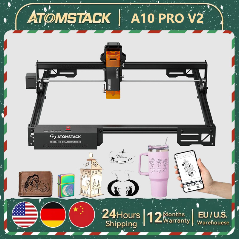 ATOMSTACK A10 プロ V2 レーザー彫刻機 10 ワットカッター 400*400 ミリメートル作業エリア 400 ミリメートル/秒高速レーザー彫刻機木材金属