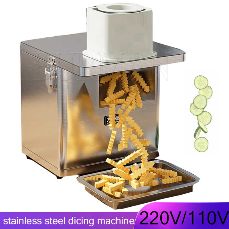 商業電気野菜カッター波ポテトスライサー大入口フルーツスライサーピースまたはサイコロカットフードプロセッサー