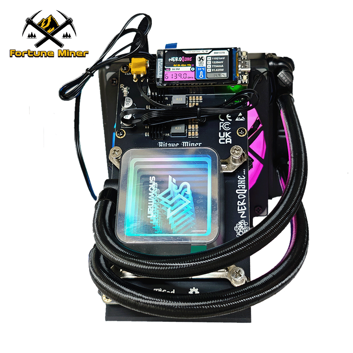 Bitaxe Miner NerdQaxe Hydro Rev6.1 6TH/s Solo Miner BM1370 Asic Chip BTC Crypto Mining Lottery Machine With Power Supply