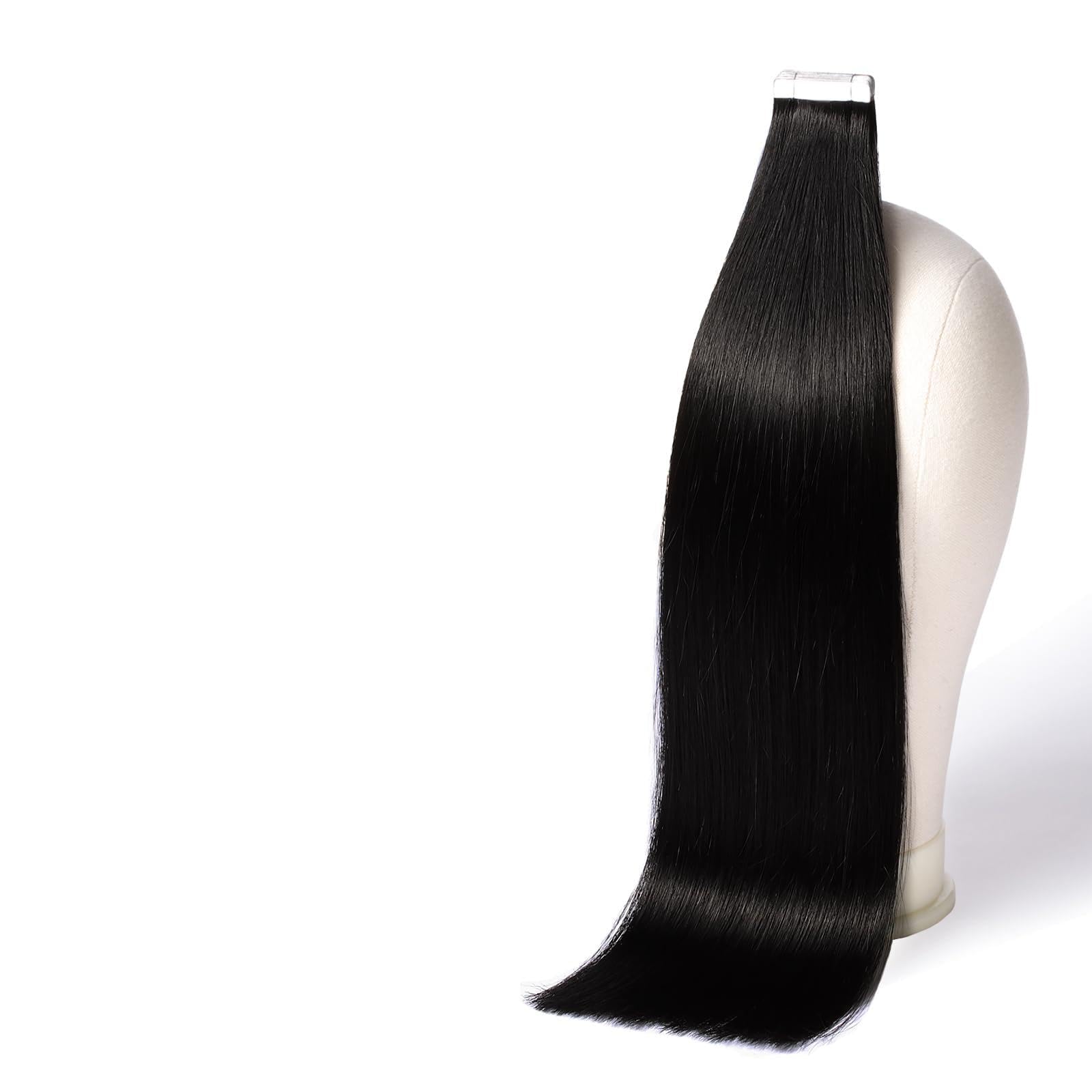テープインヘアエクステンション本物の人毛 18 インチシームレスストレート目に見えない両面テープヘアエクステンション