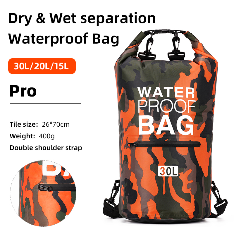 30L 15L 防水ドライバッグウェット分離ポケットバックパックカヤックボート水泳アウトドアスポーツバッグ XAZ9