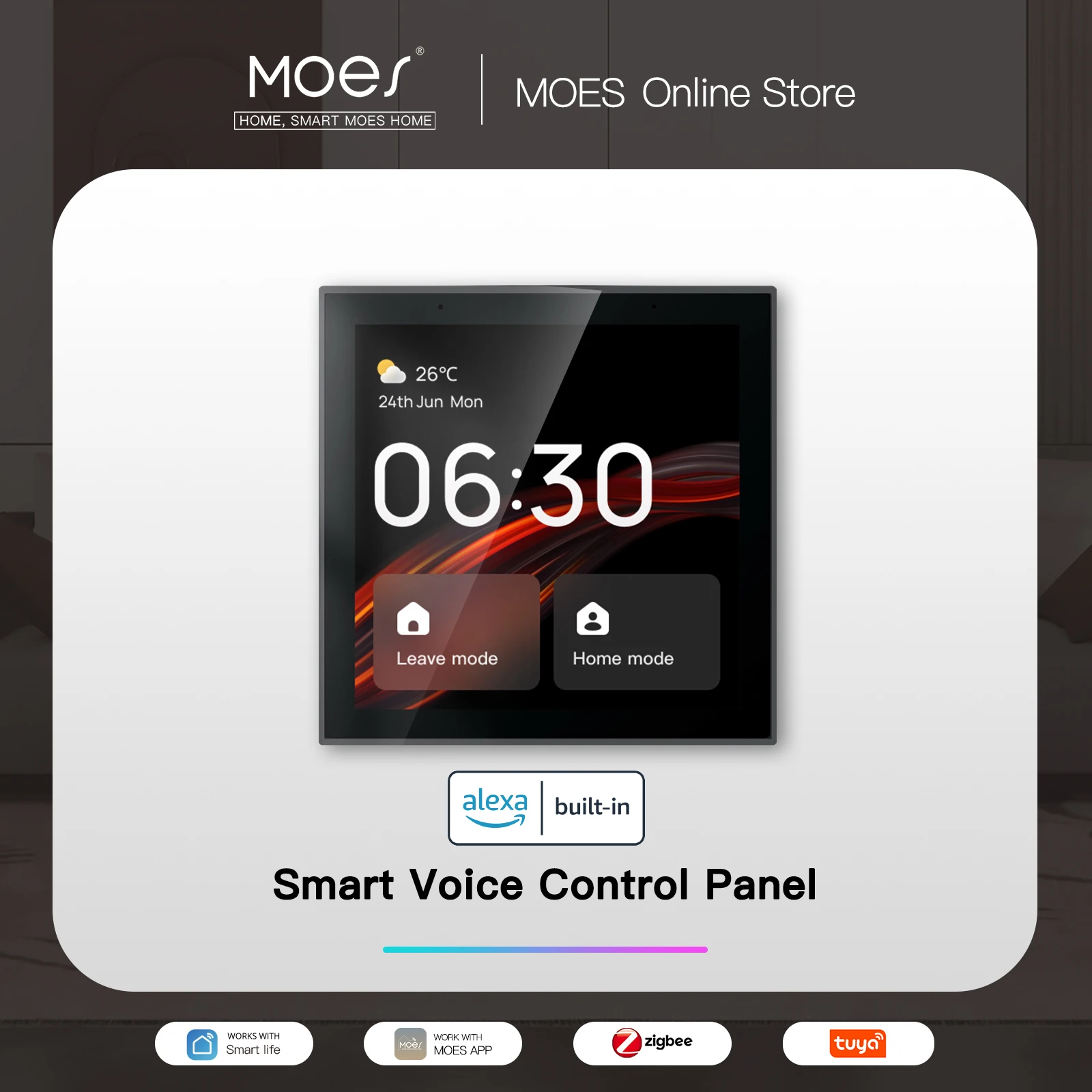 MOES Tuya Wifi タッチ センター コントロール パネル Alexa 内蔵音声コントロール