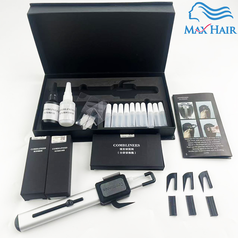 V-Light テクノロジーヘアエクステンションマシン不要 V ライトヘア付き白髪エクステンションツールキットセット 接触エクステンション接着剤なし