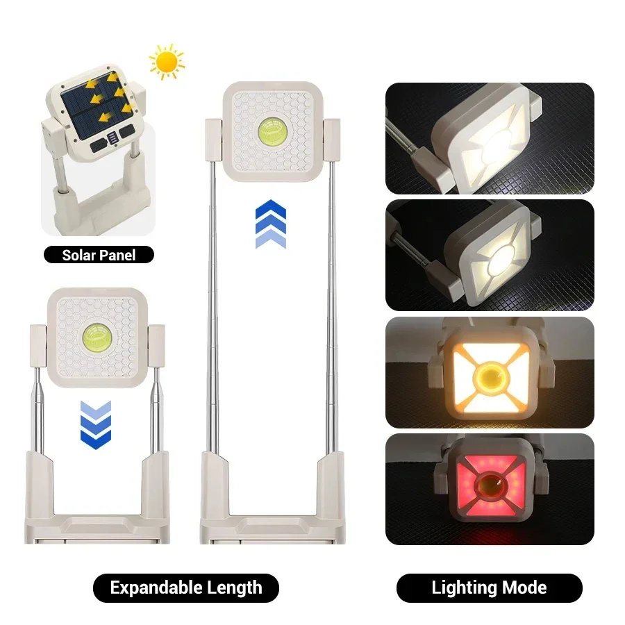 ポータブルスポットライト LED ソーラーキャンプランタン充電式超高輝度懐中電灯 360 °回転格納式緊急作業灯