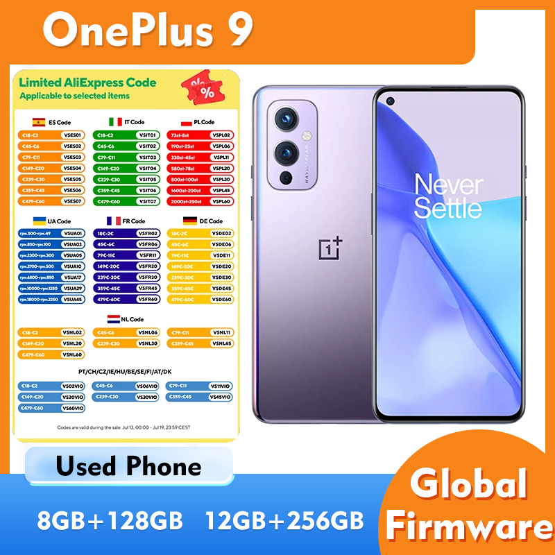 OnePlus 9 5G スマートフォン 6.55 インチ 4500mAh 2400x1080px RAM 8GB/12GS ROM 128GB/256GB 中古電話