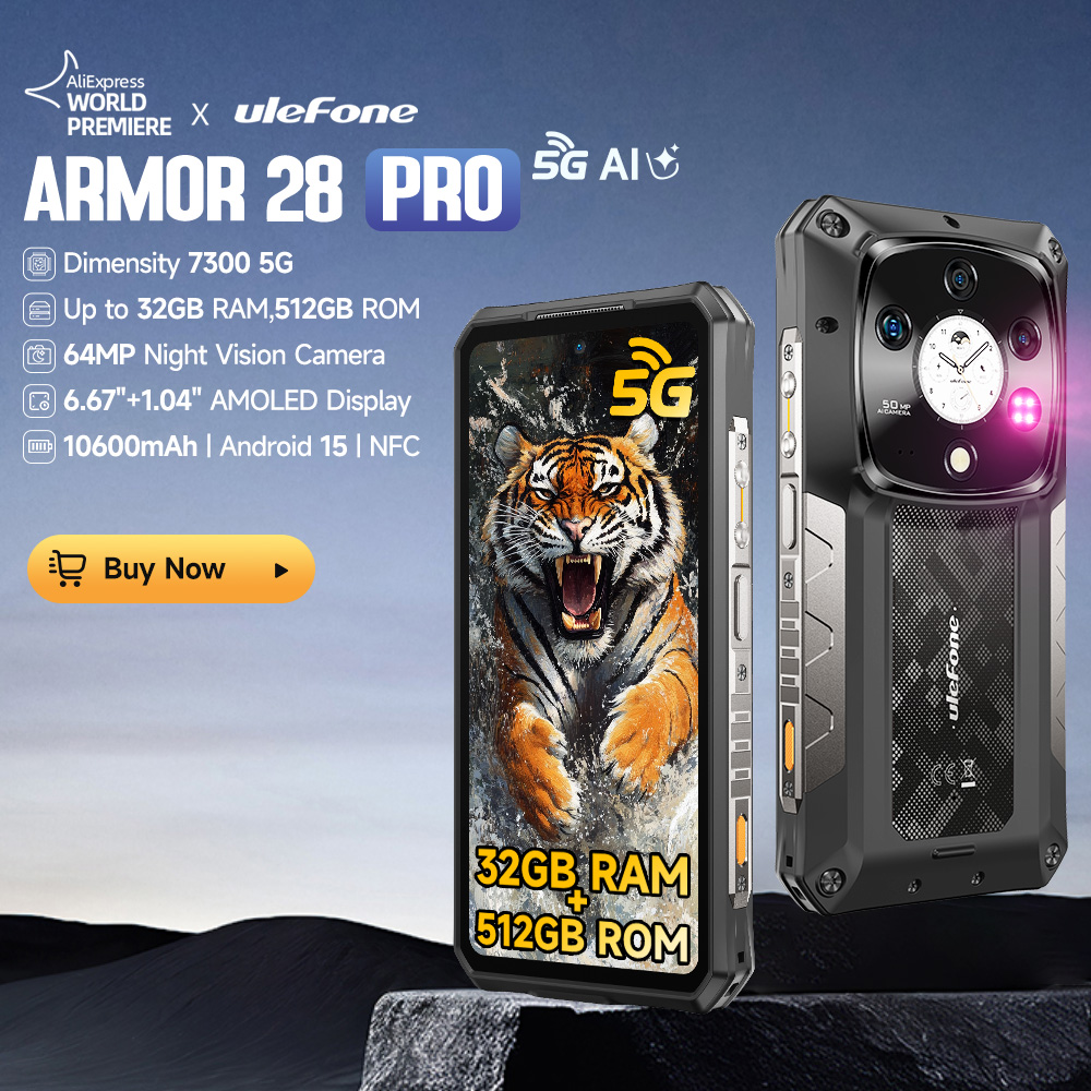 Ulefone Armor 28 Pro 5G AI 頑丈な電話 512 ギガバイト ROM スマートフォン 120 ワット MTK ディメンシティ 7300 10600mAh 6.67 インチ AMOLED 64MP 携帯電話