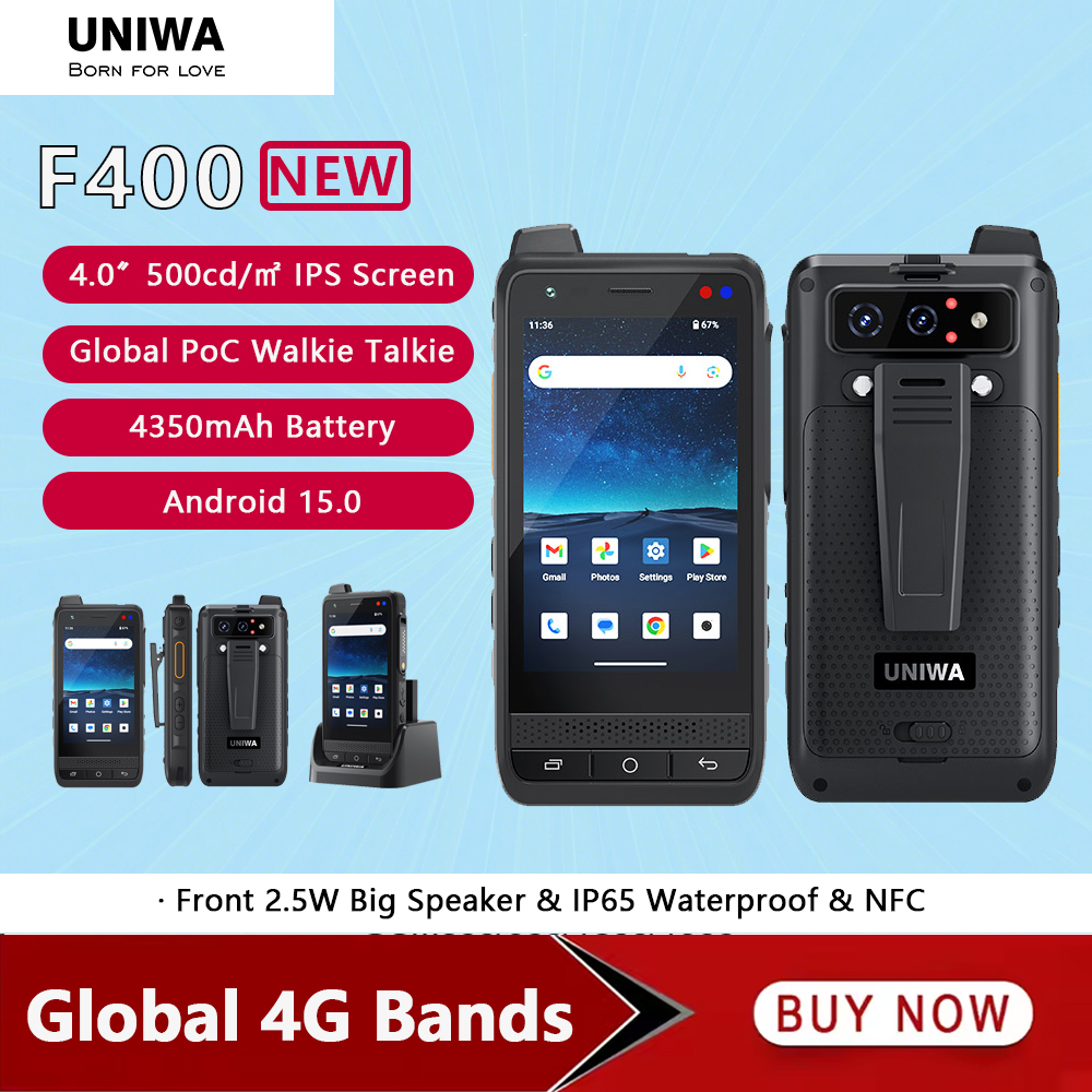 UNIWA F400 Zello POC トランシーバー グローバル 4 グラム頑丈な PDA アンドロイド 15 4 インチ 4 ギガバイト 64 ギガバイト 2.5 ワットビッグスピーカー 4350mAh PoC SOS ボタン NFC