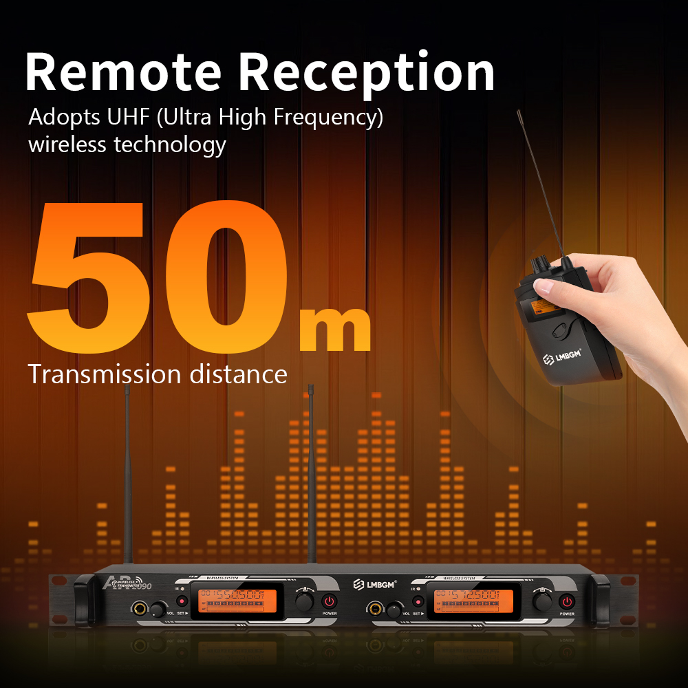 LMBGM-AR2090 プロステージモノラルインイヤーモニタリングシステム デュアルチャンネル UHF164FT バンド、レコーディングスタジオ用 (8/10 ベルトパック)