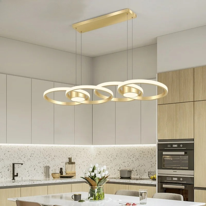 モダンなミニマリスト LED ペンダントライトゴールデン円形ラウンドリング型ハンギングランプリビングルームの家の装飾シャンデリア