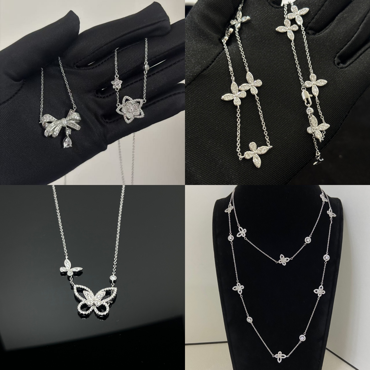 S925 シルバー レディース ネックレス、ファッショナブルなデザインの五芒星と蝶のペンダント ネックレス、ホリデー ギフト