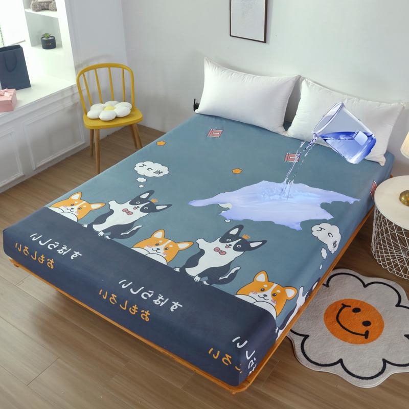 Kuup-ポリエステル 360° 防水 漫画 フィットシーツのみ (枕カバーなし) マットレスカバー周りのゴムバンド キングサイズ ベッドカバー