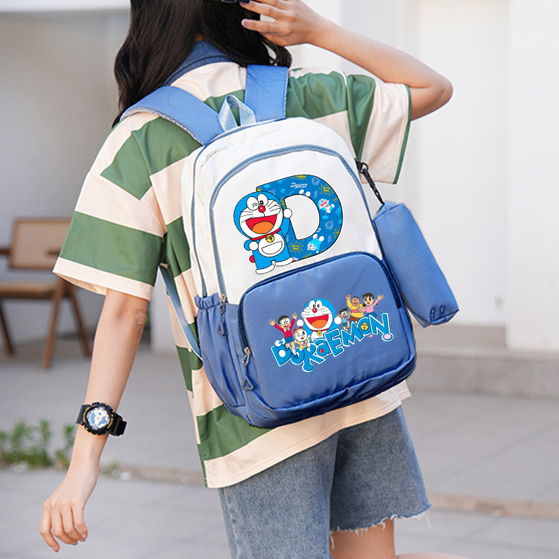 ドラえもん少年少女スクールバッグ鉛筆ケース 2 個セット学生ナップザックティーンエイジャーバックパックランドセルアニメ 26 レタープリントリュックサックギフト