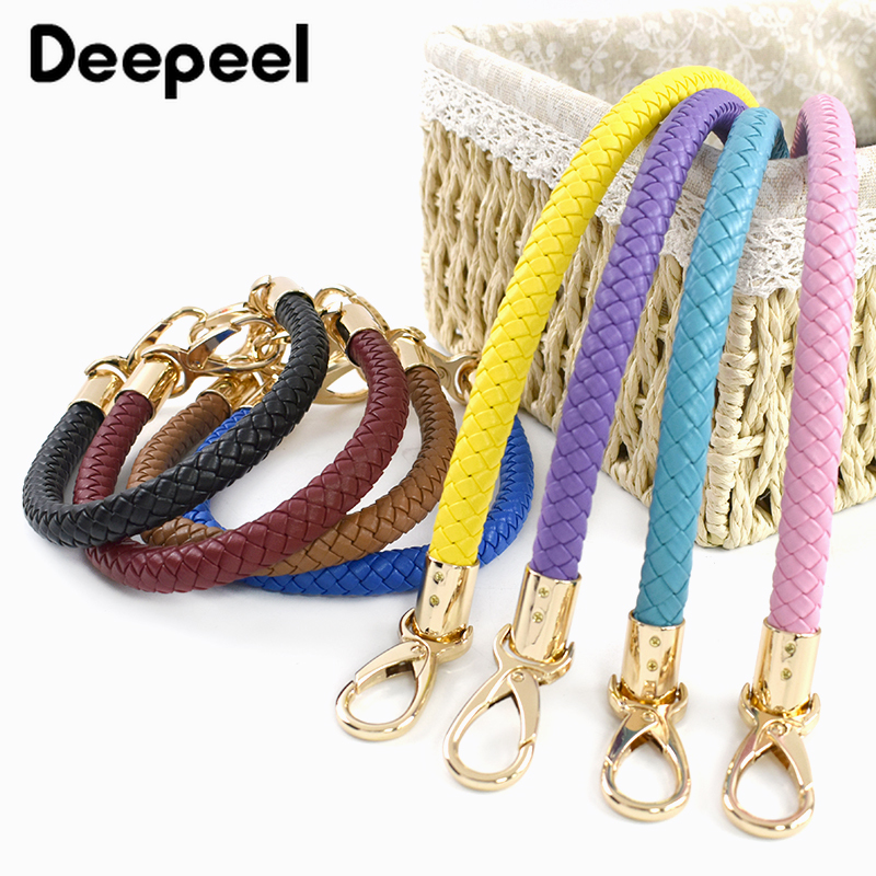 2 個 Deepeel 30/40/50/60 センチメートル Pu レザー織バッグハンドル金属クラスプハンドバッグ財布編組交換ストラップ DIY アクセサリー