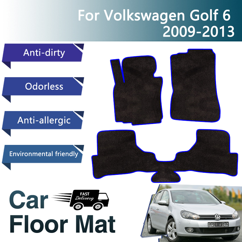 カーマット床 VW フォルクスワーゲンゴルフ 6 MK6 プラス GTI R 5K 2009 〜 2013 5 ドアハッチバックフロアカーペットフットカバーセットカーアクセサリー