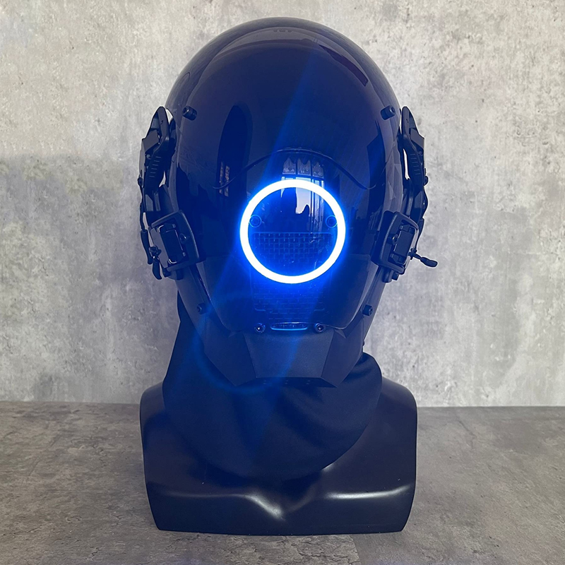 Cyber​​Punk マスク 7 種類の色選択可能な LED サムライ円形 LED コスプレ Sci-Fi ヘルメットパーティーのおもちゃ男性と女性のため