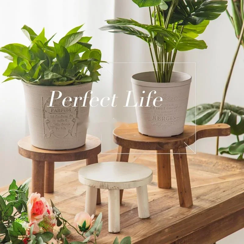 シンプルな地面の花ラウンド木製トレイ無垢材植物スタンド屋内大型植木鉢ホルダーモバイルホーム装飾トレイ