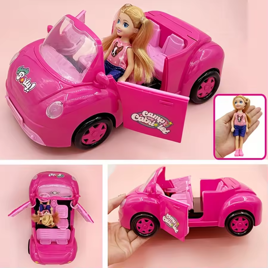 人形の乗り物面白いカブリオレミニファッション女の子人形ペット犬旅行ドリームカープレイセット劇場なし電気機能なし
