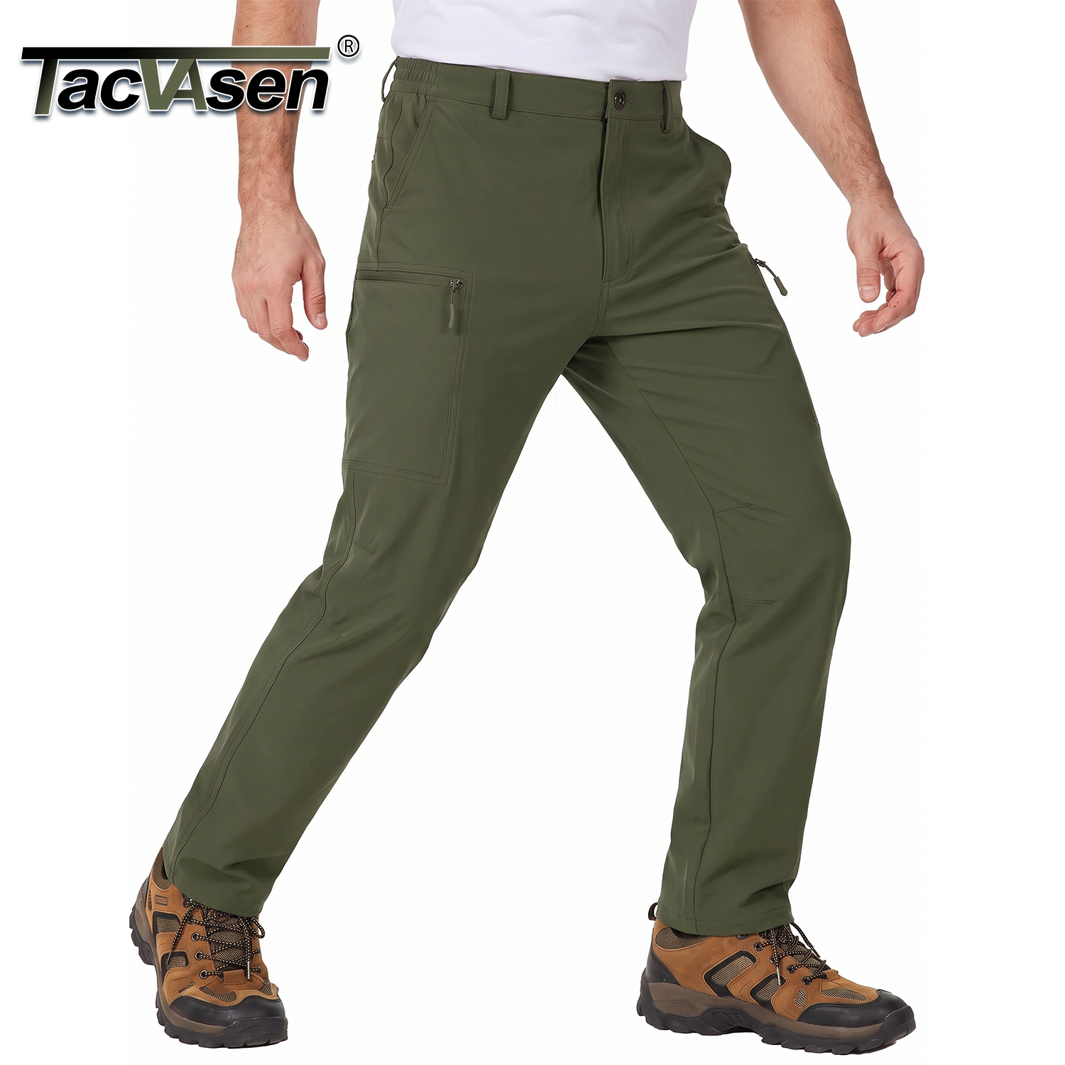 TACVASEN 防水軽量ハイキングパンツメンズリップストップ速乾カーゴワークパンツ屋外トレッキング耐摩耗性ズボン男性