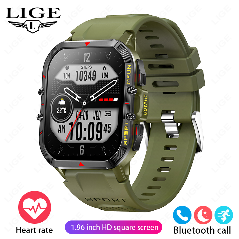 LIGE メンズ スマートウォッチ Bluetooth 通話防水時計温度健康監視屋外クリアランスセールスポーツスマートウォッチ