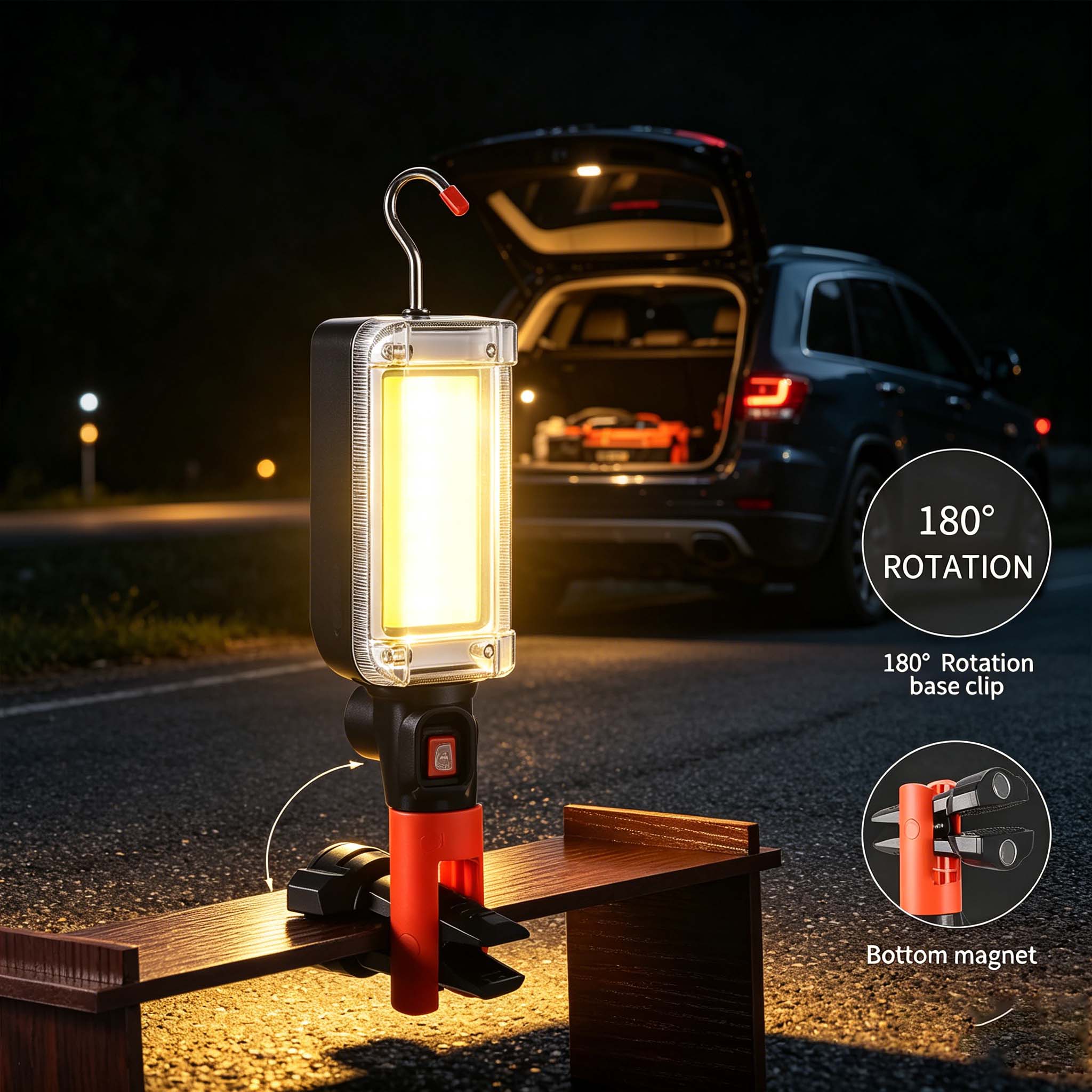 USB 充電式緊急救助ワークライトポータブル LED 懐中電灯 18650 2 モード防水磁気設計