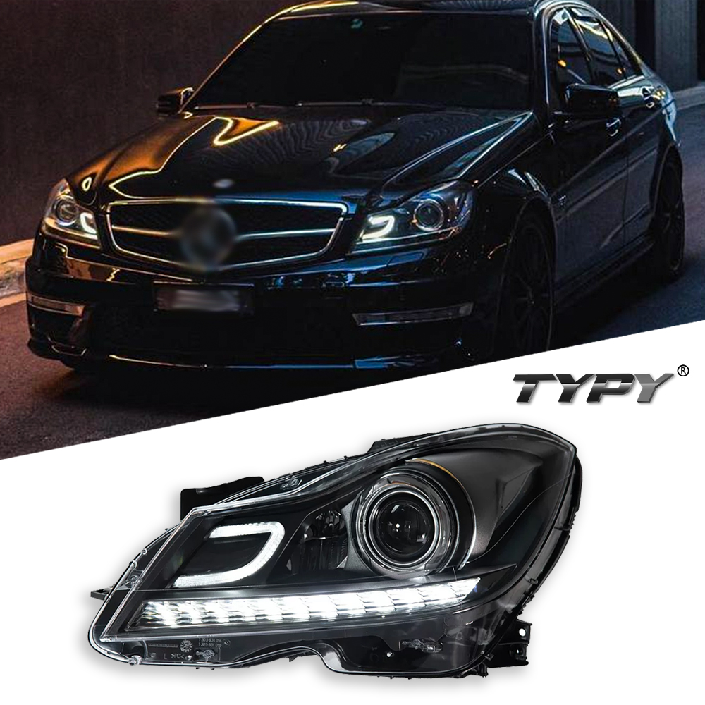 TYPY 自動車部品ベンツ C クラス W204 ヘッドライト 2011-2013 アップグレード新しい LED DRL デュアルプロジェクター車の Accesorios に変更