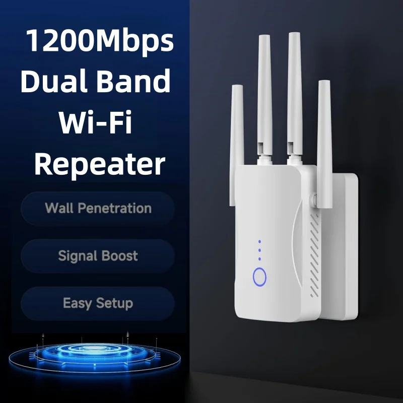 2.4G/5GHz デュアルバンド WiFi リピーター 1200Mbps 信号ルーター 802.11N 長距離ワイヤレス WiFi エクステンダーアンプ WIFI ブースター