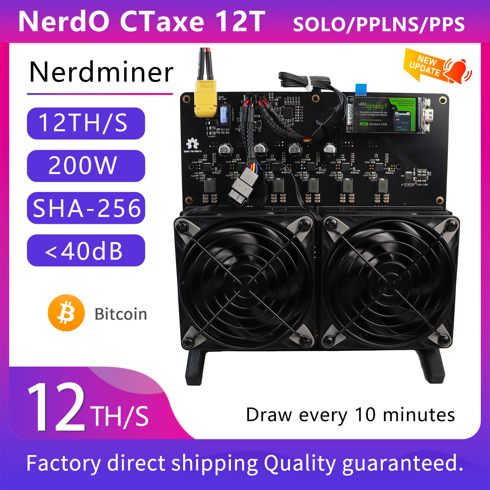 2026 新しい NerdOCTAXE マイニング マシン ハッシュ レート 9.6TH/s ビットコイン マイナーには電源アダプターと対応するプラグが付属します