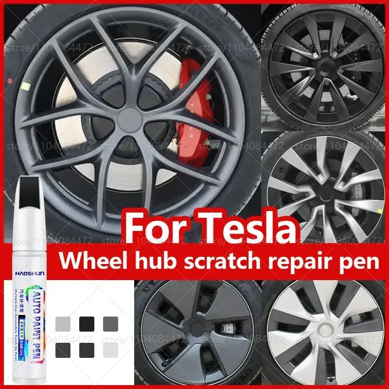 For Tesla Model 3 Y S X car wheel scratches repair pen Matte black dark gun gray silver black multiple colors Paint Repair Pen