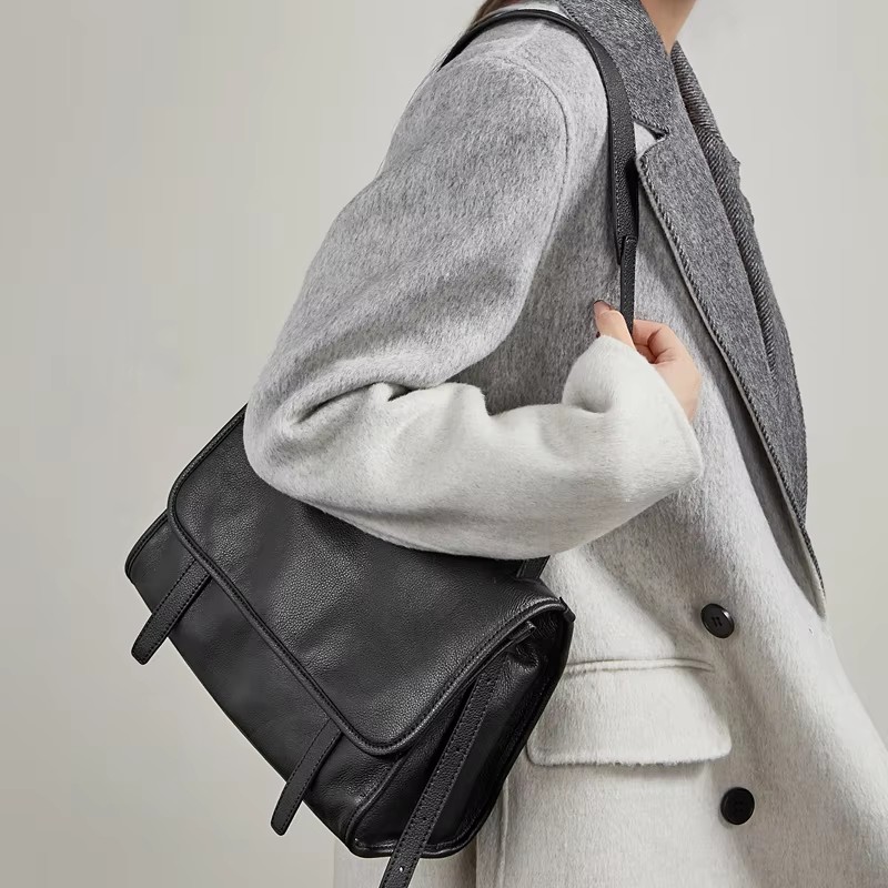 Hifashion ソフト本革ショルダーバッグ女性のためのミニマリストカジュアルデイリークロスボディサッチェルレトロメッセンジャーフラップハンドバッグ