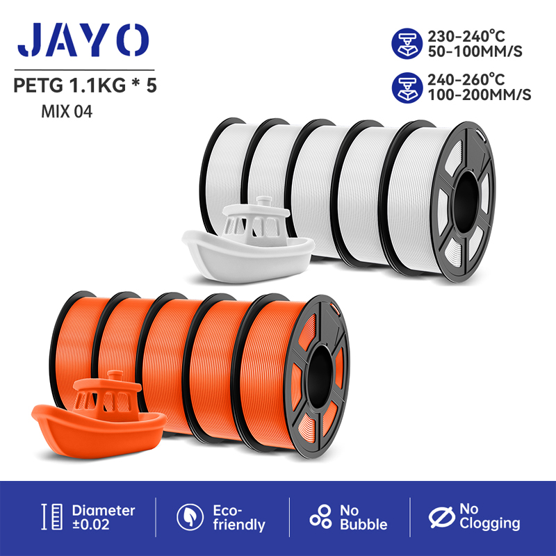 JAYO PETG 3D フィラメント 1.75 ミリメートル 10 ロール 3D プリンタ直径公差/-0.02 ミリメートルフィラメント整列高靭性材料