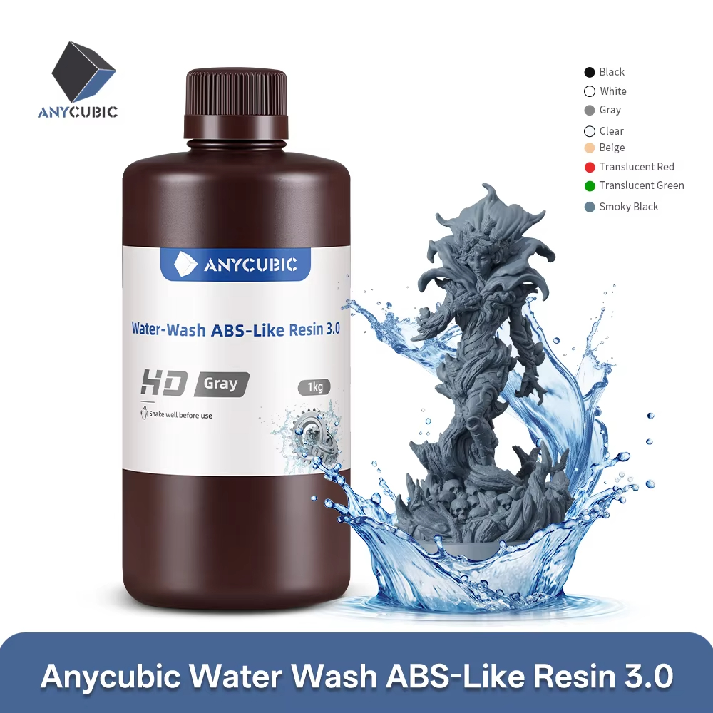 ANYCUBIC ABS 様樹脂 3.0 水洗い可能 LCD 3D プリンタ用高精度低収縮率フォトポリマー 3D 印刷