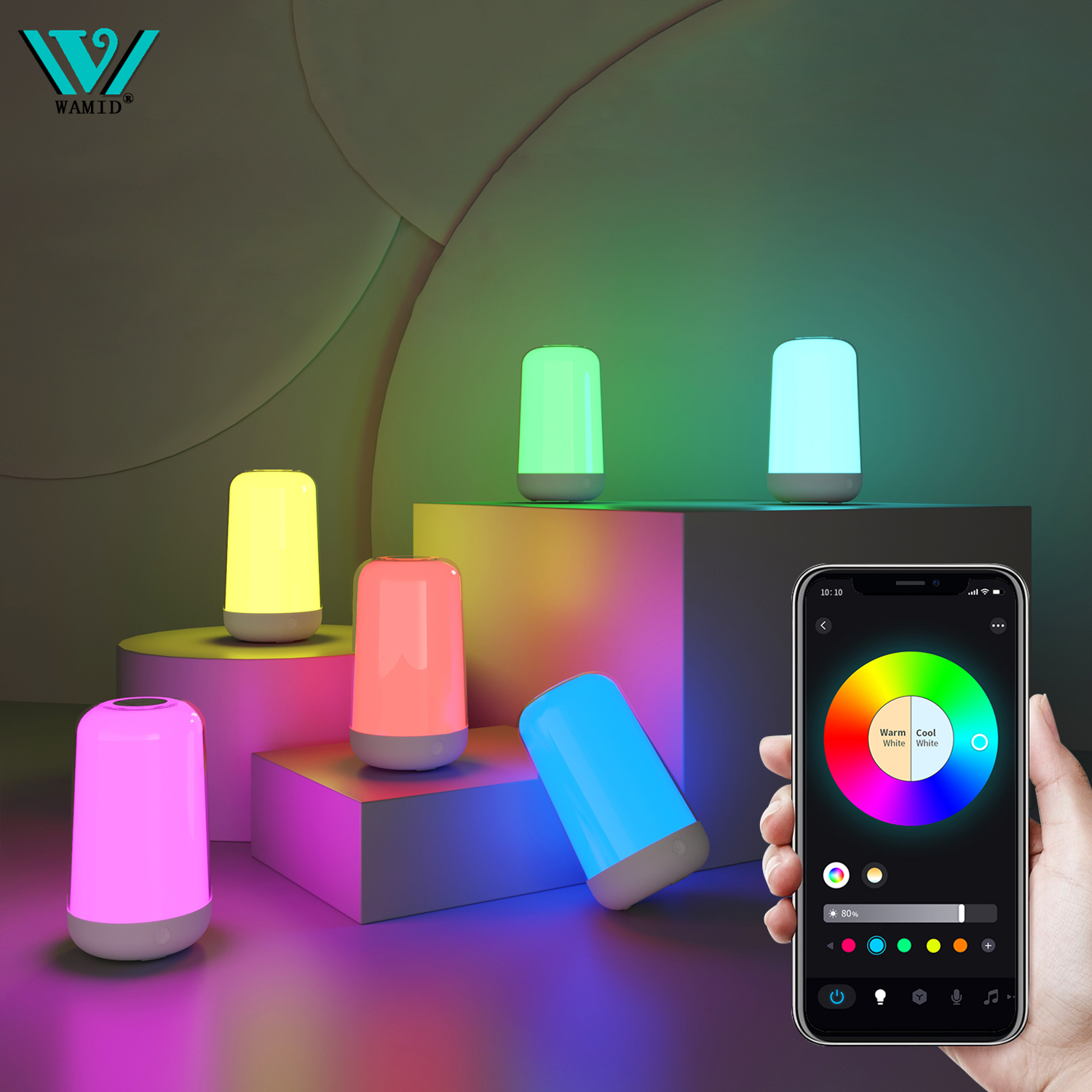 スマートタッチ LED ナイトライト RGB CCT 調光可能なデスクライト 3600mAh バッテリー充電式ベッドサイドテーブルランプ寝室の装飾用