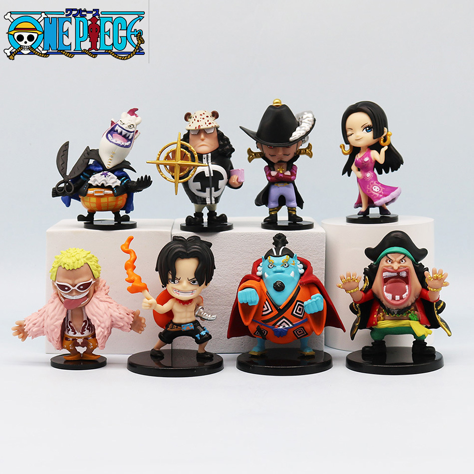 8 個アニメワンピースフィギュアモデル人形おもちゃかわいいルフィ岡七武海エースボア・ハンコックジンベエコレクションおもちゃフルセットホット販売
