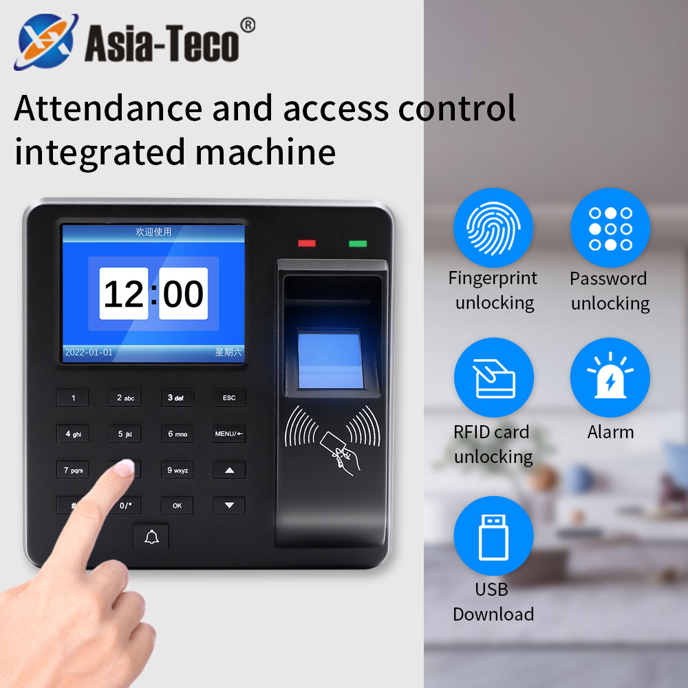 アクセス制御 勤怠管理機 指紋認識/パスワード/125Khz RFIDカード タイムレコーダー 従業員チェックインレコーダー